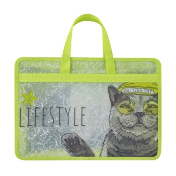Թղթապանակ ПАПКА ПОРТФЕЛЬ НА МОЛНИИ, С ОКАНТОВКОЙ  "EASY LIFE.КОТЫ", А4