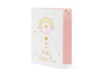 Card with hanging decoration Stork, 14x20 cm