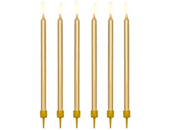 Birthday candles, plain, gold, 12.5cm