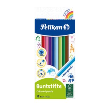 Գունավոր մատիտ Pelican Crayons Hexagonal Wooden Pencils Pack of 12 Colors