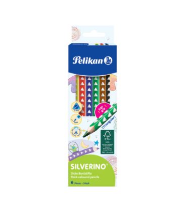 Գունավոր մատիտ Pelikan Coloured Pencils SILVERINO, triangular, thick, 6 colours