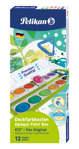 Ջրաներկ Pelikan Opaque paint box K12 green, 12 colors & chin