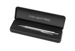 Kugelschreiber K10 Snap Silber Metall-Etui, offen dynamisch-Snap_metalcase_dyn_offen_silber_matt_PIM_MAM-highres