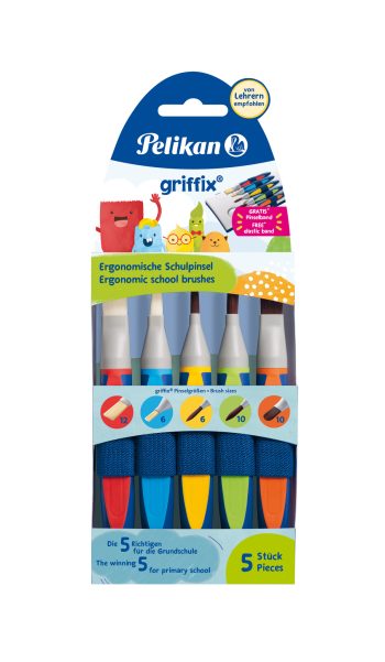 Վրձին Pelikan griffix brush set for school with brush tape, set of 5