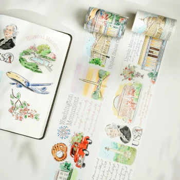 Washi/PET Tape - PET Tape Pre-cut Washington Icons Wide