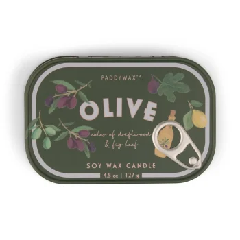 Բուրավետ մոմ Paddywax Bistro 4.5oz/127g Olive Printed Tin Candle - Fig & Olive