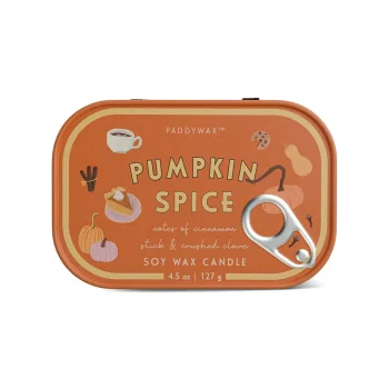 Բուրավետ մոմ Paddywax Bistro  4.5oz/127g Pumpkin Printed Tin Candle - Pumpkin Spice