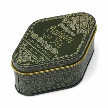 Բուրավետ մոմ Paddywax Station 3.5oz/99g Printed Tin - Balsam & Fir
