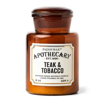 Բուրավետ մոմ Paddywax Apothecary 8oz./226g  Glass Jar Candle - Teak & Tobacco