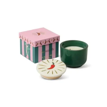 Բուրավետ մոմ Charmed 8oz/226g Green Glass Candle with Chili Ceramic Lid Smoked Cherry