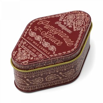 Բուրավետ մոմ Paddywax Station 3.5oz/99g Printed Tin - Pomegranate Spruce