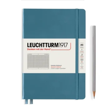 Նոթատետր A5 վանդակ, կոշտ կազմ Leuchttrum1917, 251 P.,Squared, stone blue