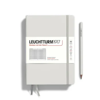 Նոթատետր A5 վանդակ,կոշտ կազմ Leuchttrum1917, 251 P.,Squared, light grey