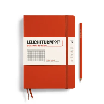 Նոթատետր A5 վանդակ, կոշտ կազմ Notebook Hardcover Medium (A5), Leuchttrum1917, 251 P., Squared, red