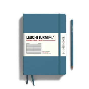 Notebook Hardcover Medium (A5), Leuchttrum1917, 251 P., Ruled, stone blue