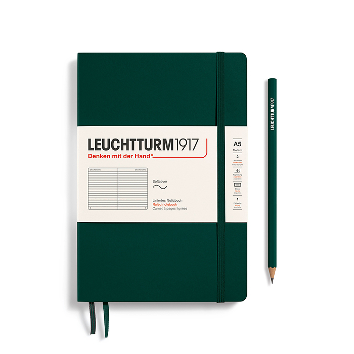 notebook-medium-a5-softcover-123-numbered-pages-forest-green-ruled